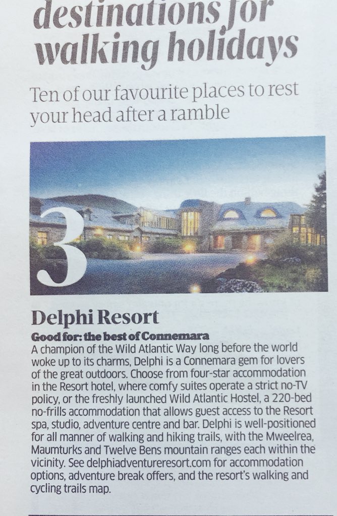 hostandcompany's tweet photo. @DelphiEscape in @SBPMagazine’s Top 10 places to set out from on a great walk - “a Connemara gem for lovers of the great outdoors” with both comfy suites and the new Wild Atlantic Hostel on-site, and an unbeatable track record in Wild Atlantic Way adventures https://t.co/PuWOJLCdI9