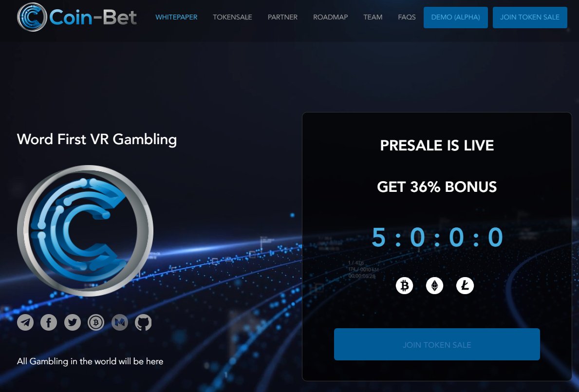 #ico #coin-bet #ethereum #bitcoin #gambling #betting #slot
Pre Sale is LIVE
Today 36% bouns

Join now

coin-bet.bet