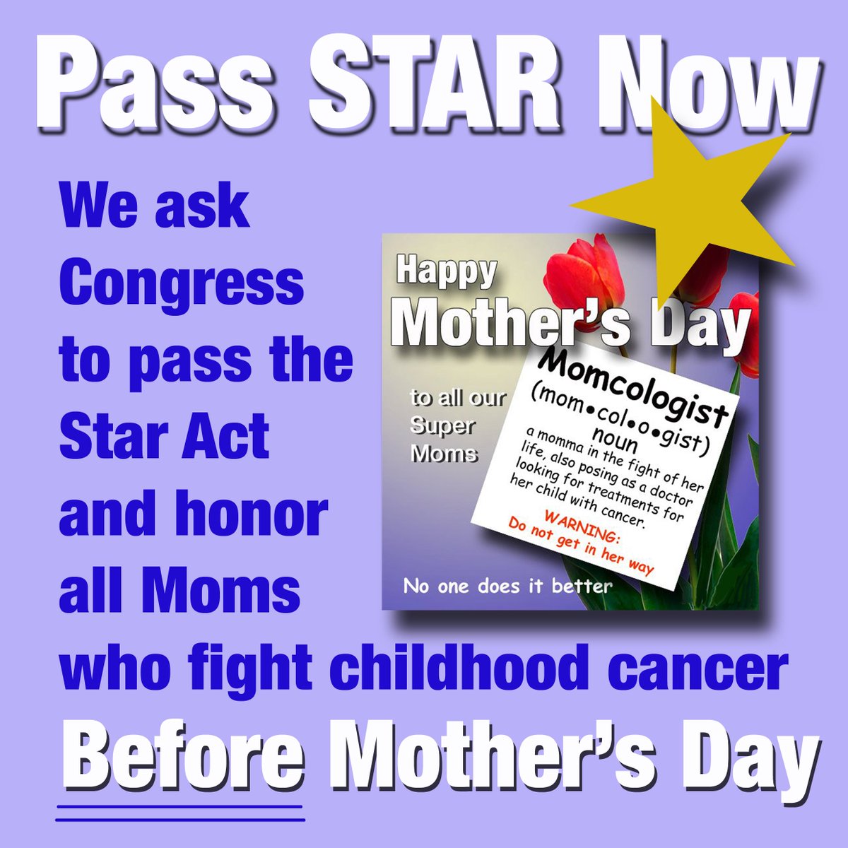 What a gift it would be to see the #ChildhoodCancer #StarAct pass the House before Mother's Day! Tweet and Call someone who can make this happen! wp.me/P2TETU-1pZ <a href="/HappyQuailPress/">Happy Quail</a> @mydandysunshine <a href="/carvotta_wendy/">Wendy Carvotta</a> <a href="/MattieMiracleCF/">MattieMiracleCancerF</a> <a href="/272009Ginger/">Ginger Diamond</a> <a href="/smashingwalnuts/">smashingwalnuts</a> @L8Effects