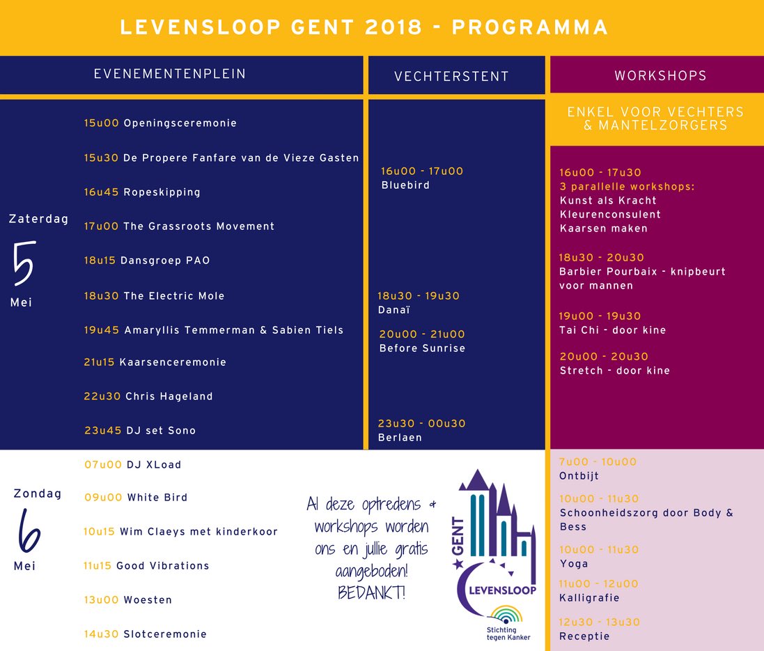 Levensloop9000's tweet photo. Het programma van Levensloop Gent 2018! https://t.co/Je8qoR3G2i