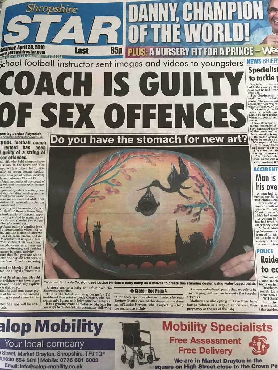 Front page of <a href="/ShropshireStar/">Shropshire Star</a> again for a second Saturday in a row! Awesome!!! #bumppainting #shropshire #telford