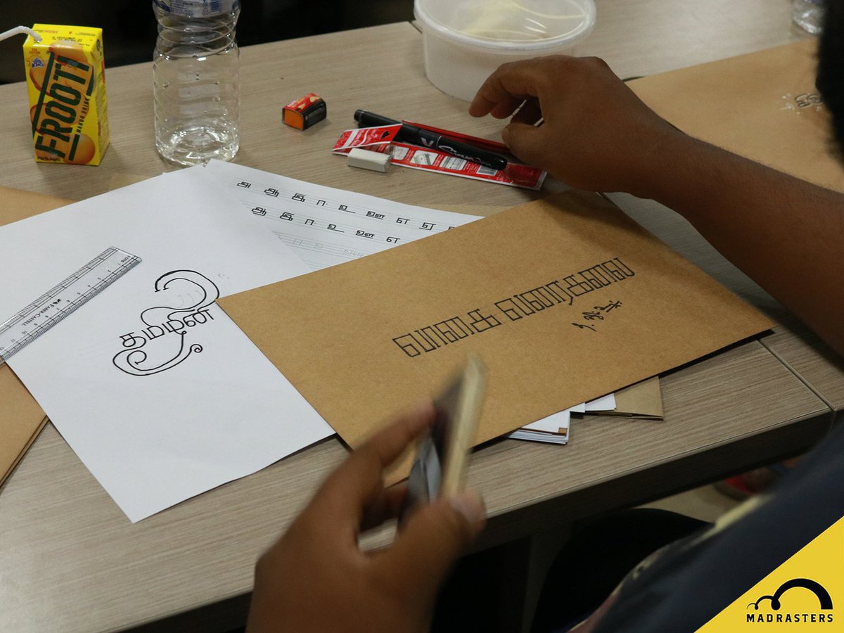 madrasters's tweet photo. The final output! Tamil Typography Workshop!
#madrastersworkshop #madrasters #tamil #tamiltypography #typographyworkshop #typography #chennai #designworkshop #designers #workshop https://t.co/SPEufa6AYN