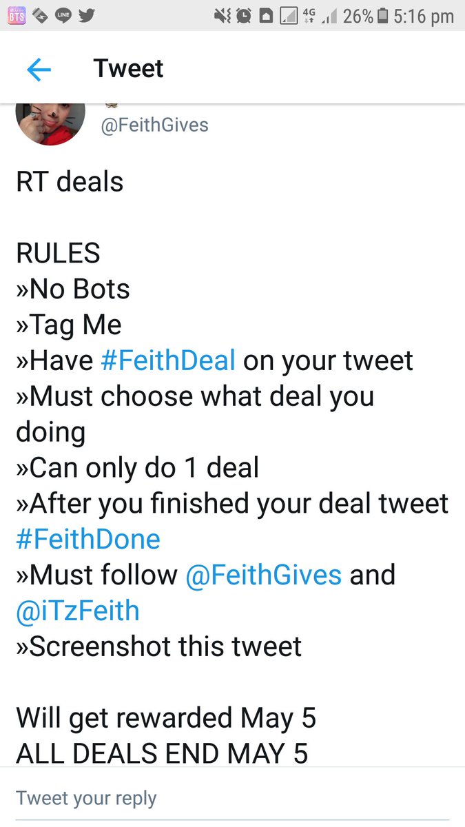 diginyoo's tweet photo. Guys, please help me to get 120rts ($5) from @FeithGives and @iTzFeith before May 5. Every rts means alot! I'll do rt x rt just drop ur link, thank u 🙏🙏🙏 #FeithDeal https://t.co/CYZNIfxPun