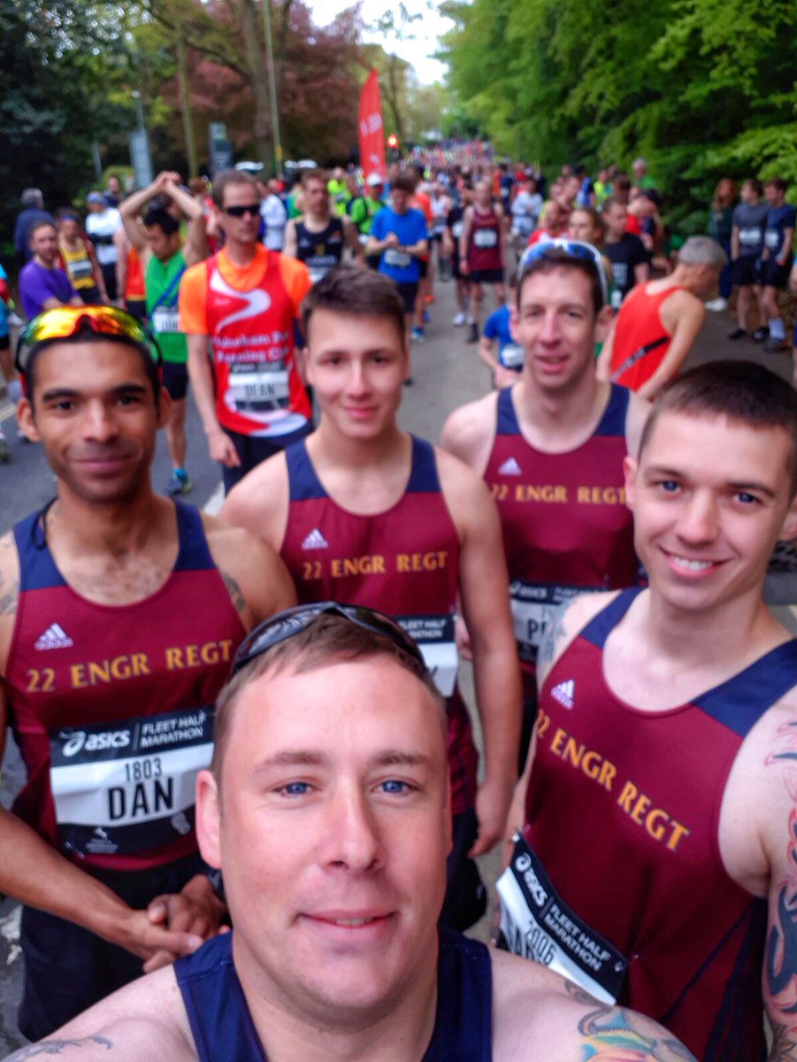 22_Engr_Regt's tweet photo. Fantastic day at the Fleet Half Marathon today, walking away as Major Team Runners Up. The weather held out and it was great to see familiar faces as well as new. Thanks to everyone that made the race happen. @22EngrRegt @CorpsSM @ArmySportASCB @Proud_Sappers @FleetHalfMarath https://t.co/T9Ja4agW9T
