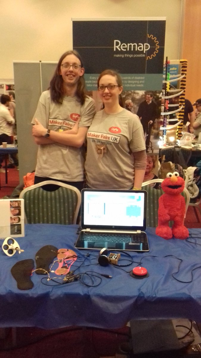 RemapUK's tweet image. Having a blast at #MakerFaireUK! Come and meet Tom, Sophie and Elmo in Zone C - and don't forget to claim your exclusive Remap peg!
