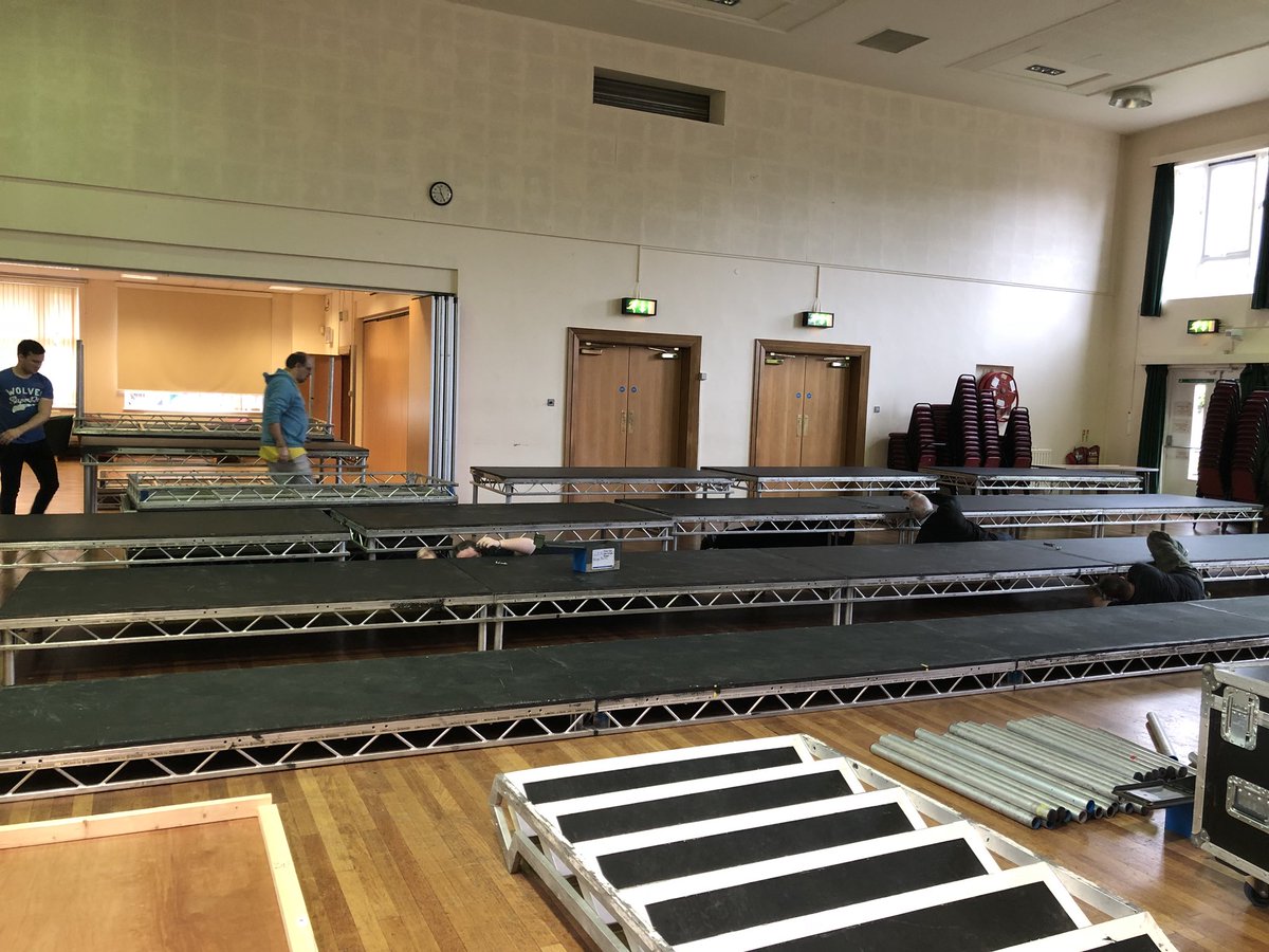 WFGangShow's tweet photo. Scenery and staging being assembled. Costumes being sorted and ironed. Lots going on! #wfgs2018 #iscoutonstage https://t.co/mo2uD33MJG