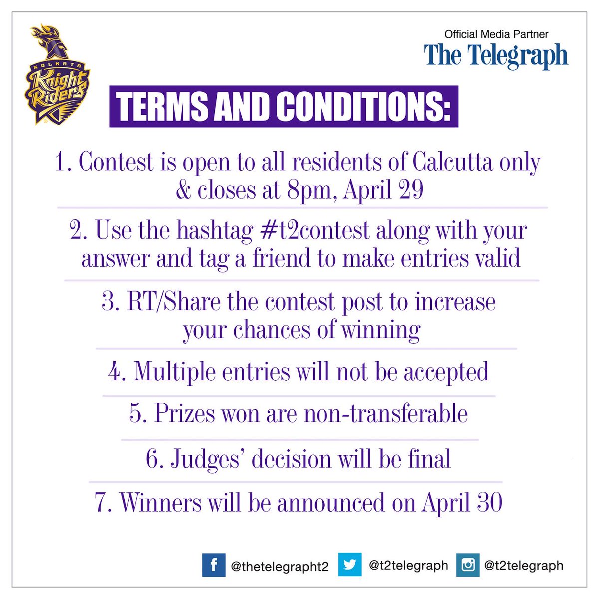 Answer this question &amp; you could win two tickets for the <a href="/KKRiders/">KolkataKnightRiders</a> vs Chennai Super Kings game at Eden Gardens on May 3! #t2contest #KKRHaiTaiyaar #IPL2018
