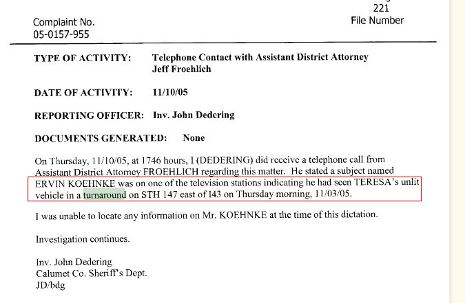 51kikey's tweet photo. 4 people saw Halbach's vehicle at the turnaround off Highway 147 between Nov 1st—4th. Kevin Rahmlow, Jill Rhein, Robert Fabian and Ervin Koehnke. #MakingAMurderer https://t.co/A2GztMt3D4