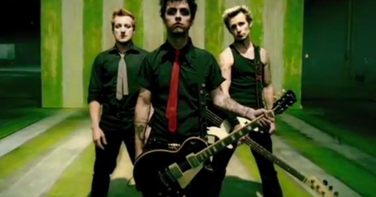 Die Band Green Day, wie sie im Video zu American Idiot aussah