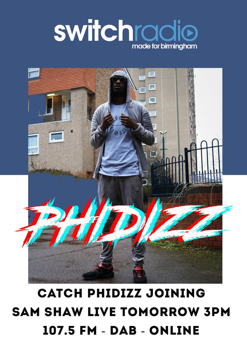 KIPPromotions's tweet photo. Make sure you tune into @SamShawSwitch on @switch_radio tomorrow to catch her having a quick chat and playing new music from @phidizz
#phidizz #nottingham #birmingham #switchradio #radio #interview #freestyle #newmusic #monday #likes #culture #music #fashion https://t.co/6XxVUmNC48