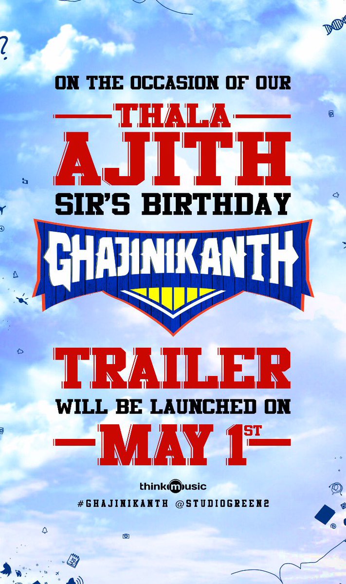 rameshlaus's tweet photo. A Surprise gift for #Thala's Birthday.. 

@arya_offl - @sayyeshaa 's #GhajiniKanth Trailer From May 1st.. 

Dir @santhoshpj21 @kegvraja @actorsathish @actorkaruna @proyuvraaj 

#GhajiniKanthTrailerFromMay1 #HappyBirthdayThala https://t.co/GPA4qrcIKV