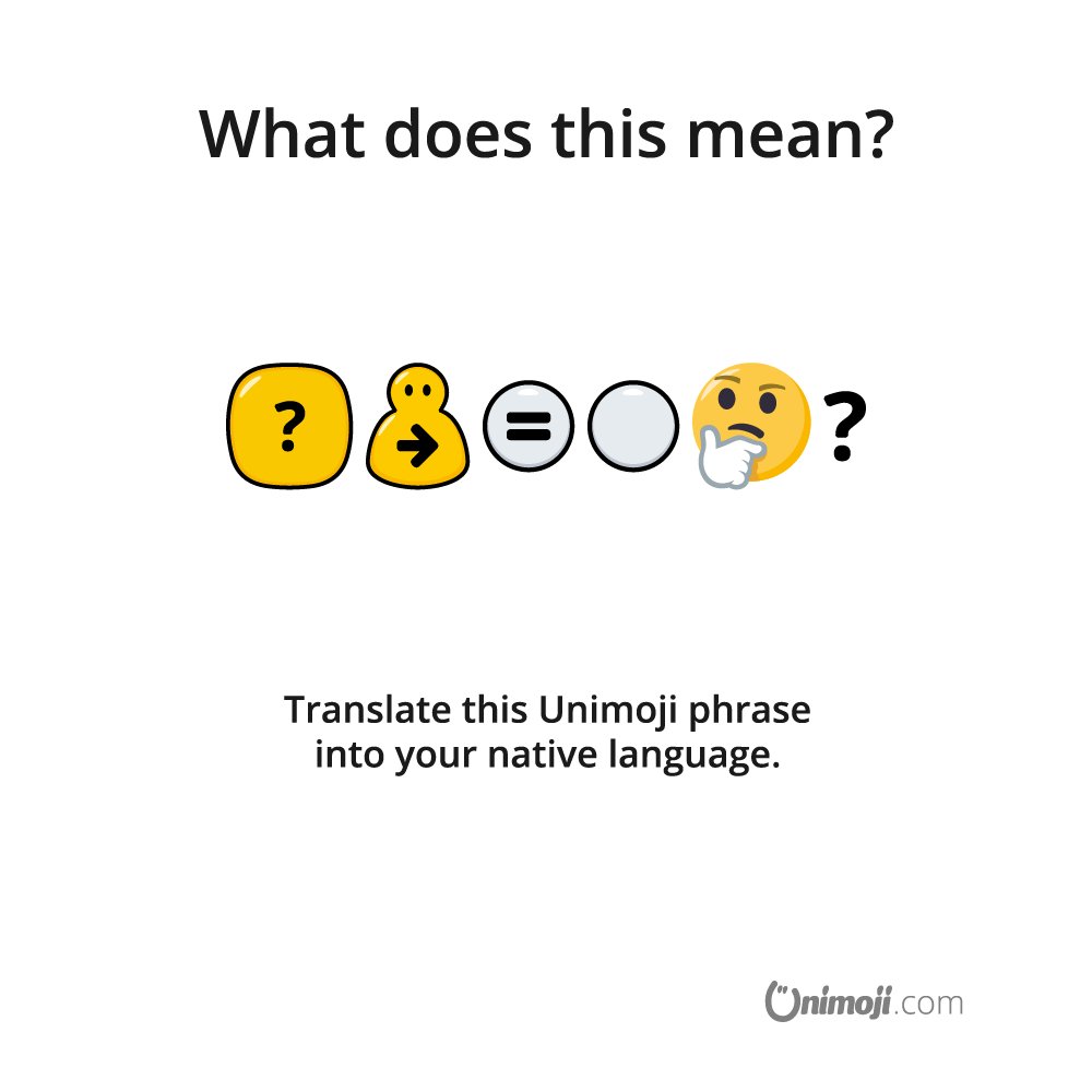unimoji's tweet image. What does this Unimoji phrase mean? 🤔 Comment below.

is.gd/0dtdom

#Unimoji #emojilanguage #phrasequiz #emojiphrases #universal #emoji #language #fun #emojiphrase #emojione #graphics #design #phrase #contest #competition #win #funny #emojis