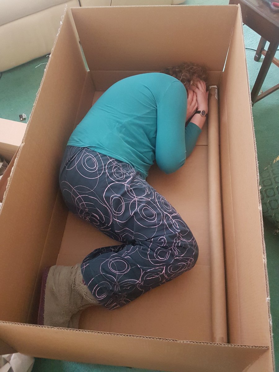 Hi <a href="/AmazonUK/">Amazon.co.uk</a> and <a href="/AmazonHelp/">Amazon Help</a>.
I am 6'1" tall. This is me in one of your delivery boxes. A box the size of a coffin that you used, to send me the tube lying next to me. Why, Amazon? WHY??! #AmazonPrime #amazon