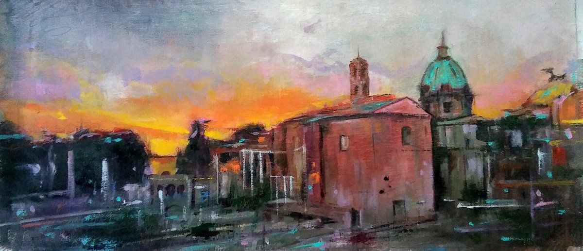 ADiazArnido's tweet image. &quot;Pomeriggio II&quot;
Mixta s/l.
2018
#paisaje #pequeñosformatos #pintura #Foro #Roma