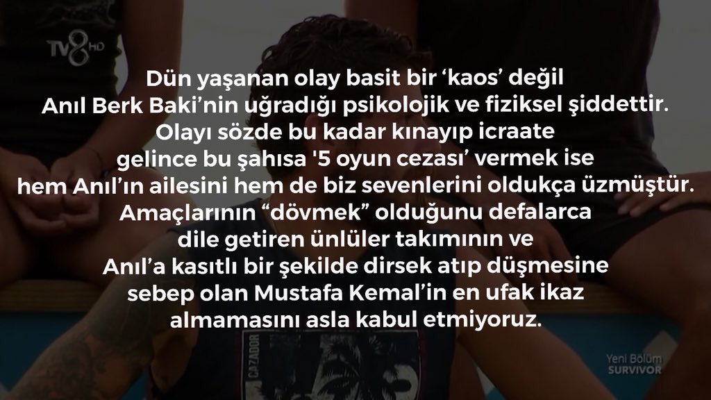GEÇİCİ VE ETKİSİZ YÖNTEMLER ŞİDDETİ DURDURAMAZ! #Survivor2018 <a href="/acunilicali/">Acun Ilıcalı</a> <a href="/acunmedya/">ACUNMEDYA</a> <a href="/Laforizma/">öykü serter</a> <a href="/tarkanihsan/">tarkanihsan</a> <a href="/Nazenint/">Nazenin Tokuşoğlu</a> <a href="/OzturkSemih/">Semih Öztürk</a> <a href="/survivorturkiye/">Survivor Türkiye</a> <a href="/SvrPanorama/">Survivor Panorama</a>