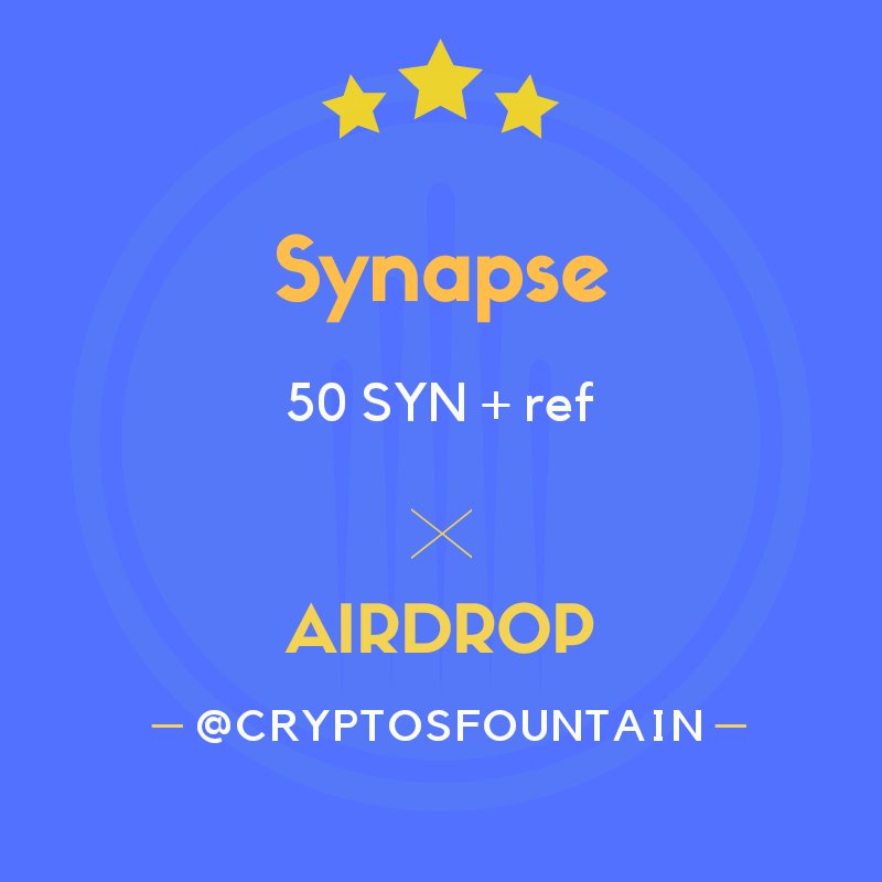 CryptosFountain's tweet photo. 🎉 New Airdrop: Synapse 🎉
50 SYN + ref
 
Instructions
1. Go to airdrop page:
https://t.co/bGIpvsfqoQ

2. Register with your email and verify 

3. Go to your dashboard, on wallet page, to set your wallet address

@AiSynapse
https://t.co/DqQ273TkCT https://t.co/an4IKZOLnh