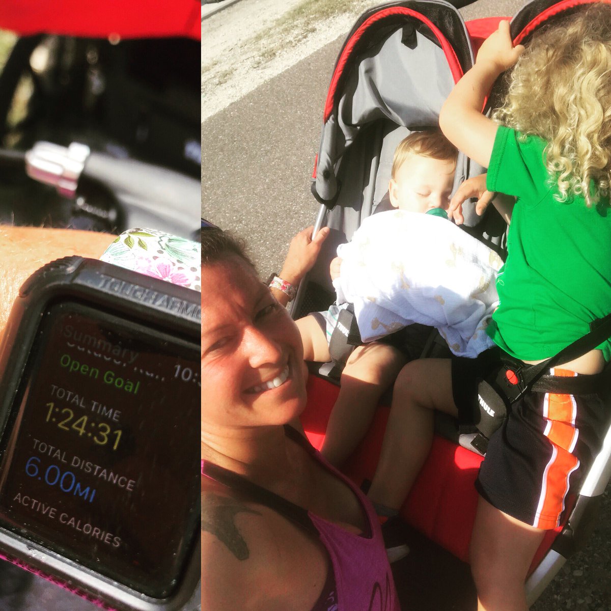 BrookeBennett's tweet photo. This was our longest venture👍we did pretty good. Towards the end they had problems keeping hands to themselves. #sleepingbaby #threeanger #momofboys #runningwithkids @thule https://t.co/Aj2eebhisN