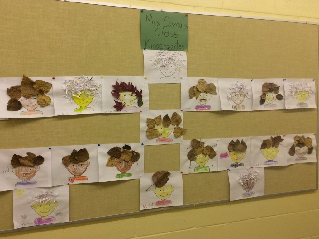 IrvineSD43PAC's tweet photo. Can you be-leaf how fun these self-portraits are? So nicely done by Mme Cosma's kindergarten students. 🍁🍂 #IrvineProject https://t.co/rp8Zg72IM9