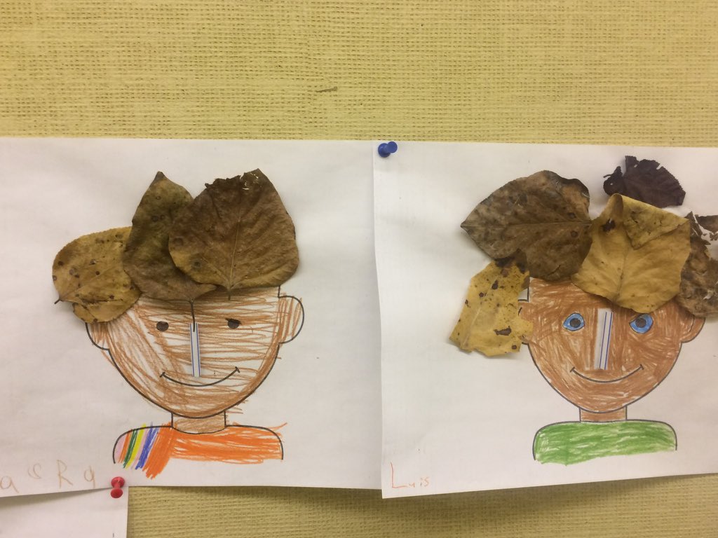 IrvineSD43PAC's tweet photo. Can you be-leaf how fun these self-portraits are? So nicely done by Mme Cosma's kindergarten students. 🍁🍂 #IrvineProject https://t.co/rp8Zg72IM9