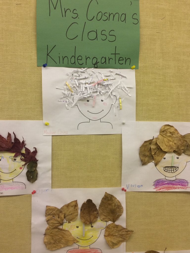 IrvineSD43PAC's tweet photo. Can you be-leaf how fun these self-portraits are? So nicely done by Mme Cosma's kindergarten students. 🍁🍂 #IrvineProject https://t.co/rp8Zg72IM9