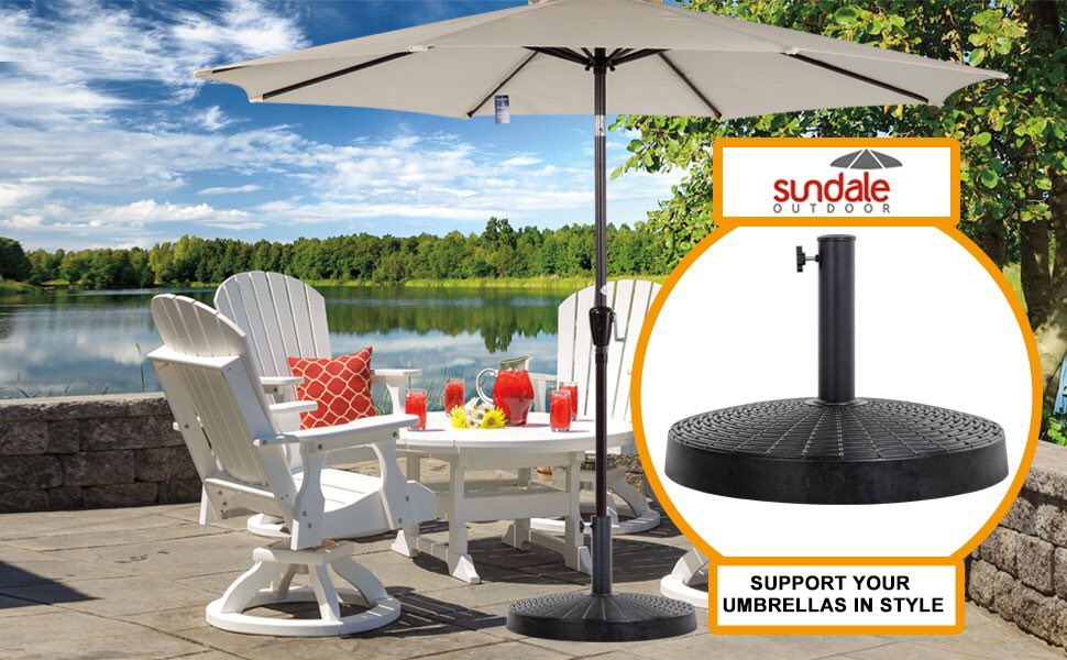 Sundale_Outdoor's tweet photo. Shore up your shade with the #SundaleOutdoor 59 lb. Bliss Wicker Resin #UmbrellaBase, a strong and sturdy foundation for your patio #marketumbrella https://t.co/1inNpNHePb