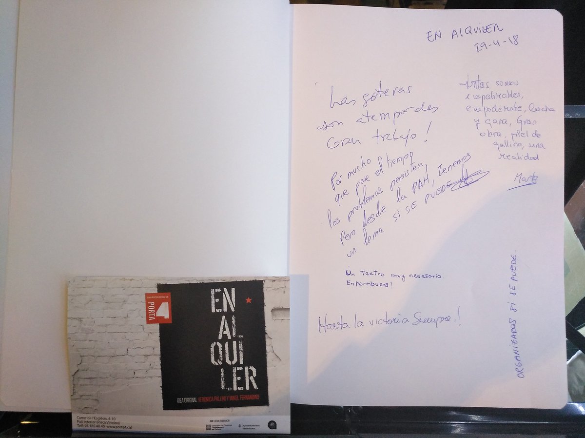 autenticateatro's tweet photo. Hoy #enalquilerteatro con un público entregado y comprometido.
Inauguramos libro #postfuncion 
Gràcies per acompanyar-nos @nuvol_com @PAH_BCN @AlbertoRamosB https://t.co/ByJBafk0wx