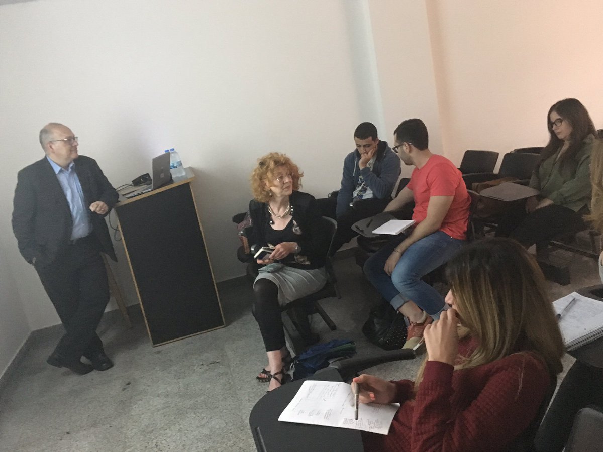 Boom_Renewables's tweet photo. Thanks to our guest lecturer, Philippe Chite @UNESCWA, for the very interesting lecture on Energy Situation in Syria in my ENST396D class! Our visitor Prof. von Haaren @LeibnizUni my students &amp; I enjoyed it a lot! He obtained a MSc in Energy Studies @Energy_AUB @MSFEA_AUB in 2017 https://t.co/hzOaWCv6D3