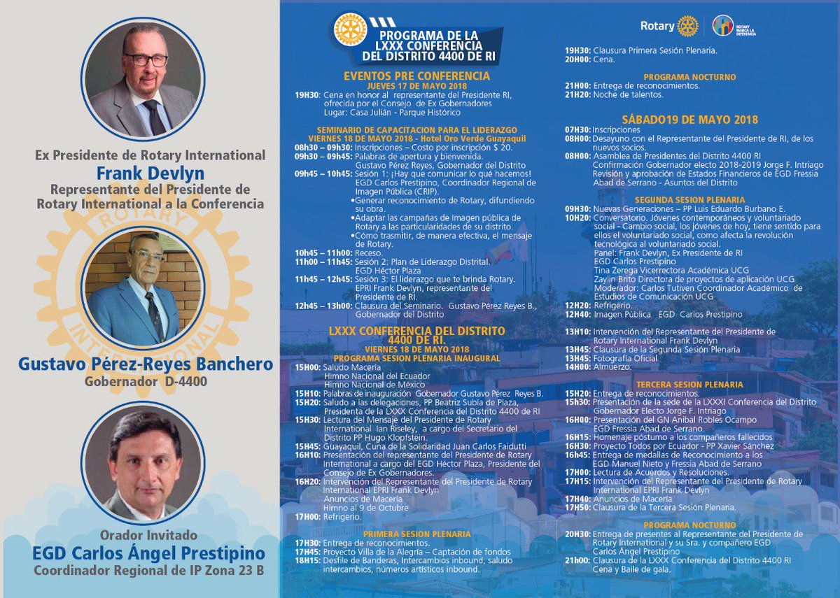 rotaryecuador's tweet photo. LXXX Conferencia del Distrito Rotario 4400 @CRLCHM https://t.co/4iTWFxbAGv