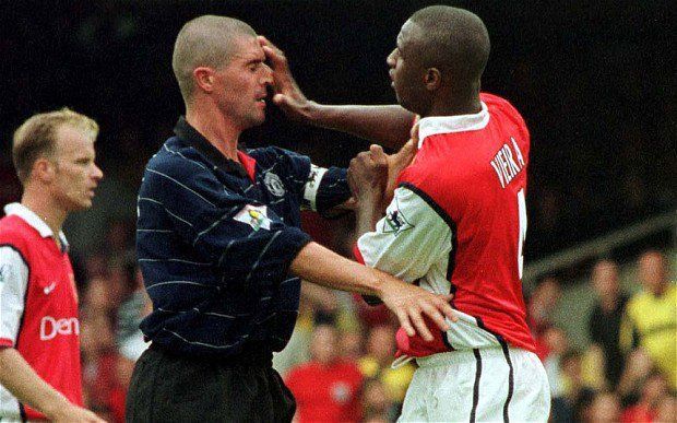 caughtoffside's tweet photo. Incredible rivalry, who would you rather have had boss your midfield?

🔁 Keane
❤️ Vieira https://t.co/i0fdiWySsS
