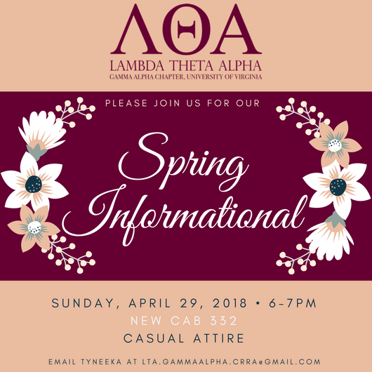 LTAGammaAlpha's tweet photo. Interested in a Sisterhood Based on Unity, Love, and Respect? Join us for our Last Spring Informational Today on our Founder’s Day! #GAFounders2018 https://t.co/DLHxXnYjkc