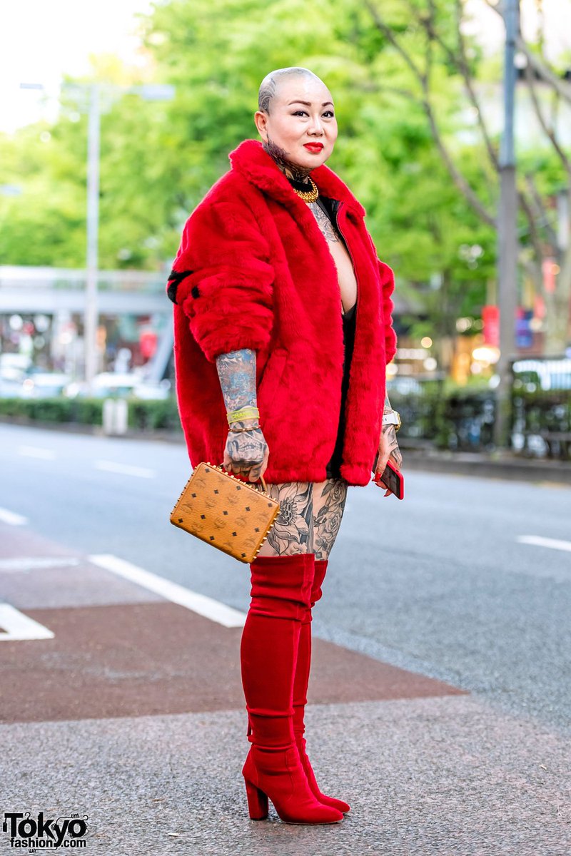 supreme red fur coat