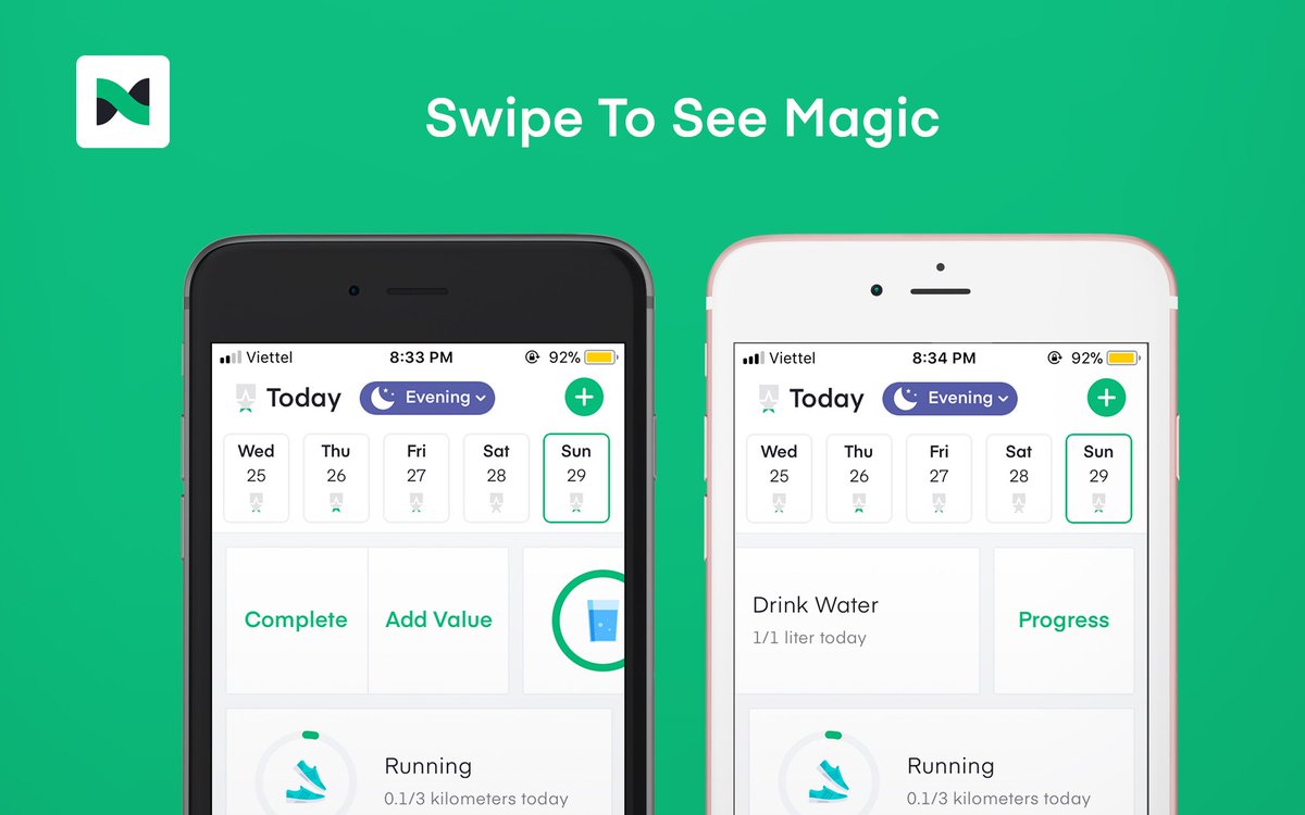 nirowapp's tweet photo. What's New in Ver 2.4?

↔️ Swipe habits to mark it "complete", start a timer or add value.
👆 3D Touch inside habit to preview progress.
🌈Swipe downwards on "Habit List" tab to see inspirational quotes

#nirow #update https://t.co/mAgVFTUhcw