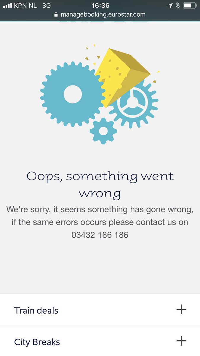 akiin's tweet photo. @Eurostar Your website just says “Oops, something went wrong” when I try to access my tickets. Tried several different browsers. People at the international departures desk in Amsterdam couldn’t print either since they just use the website. How will I get my tickets? https://t.co/ds4CXxol8N