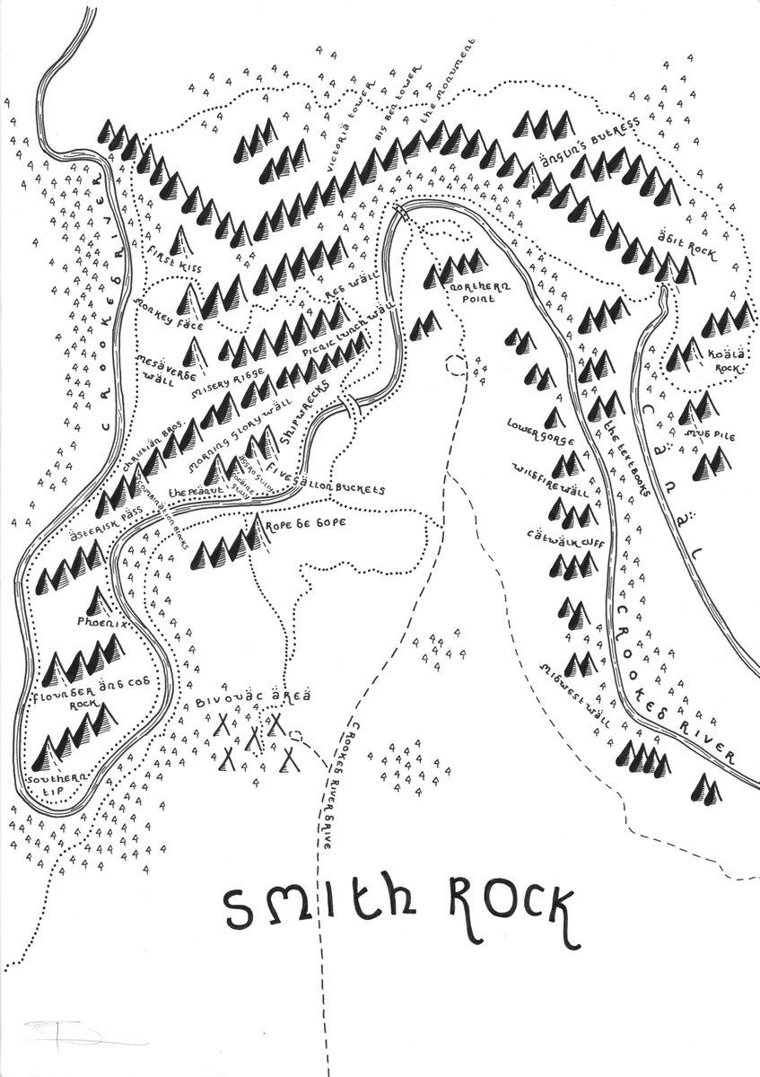 DanBell__'s tweet photo. Smith Rock State Park, Oregon. Hand drawn in the style of Tolkien's Middle-Earth. Feel free to share. #SmithRockStatePark #SmithRock #Oregon @OregonTourism @SmithRockClimb #TolkienMap #MiddleEarthsMaps https://t.co/wzf1zgajju