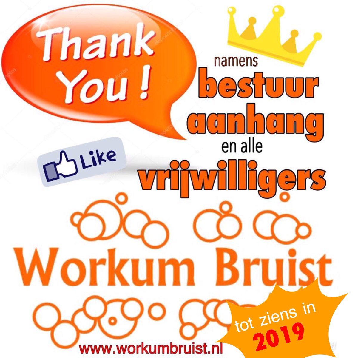 Wat een top feest 👍 iedereen bedankt als bezoeker , deelnemer, vrijwilliger, sponsors.  etc .....zonder jullie is dit feest niet mogelijk 
tot volgend jaar namens de Workum Bruist familie 🧡