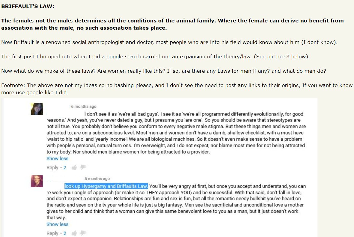 white_mgtow's tweet photo. Look up #hypergamy and #BriffaultsLaw.
#MGTOW #Saltright #SundayMorning #SundayThoughts #Liberty https://t.co/KlYnursvTL