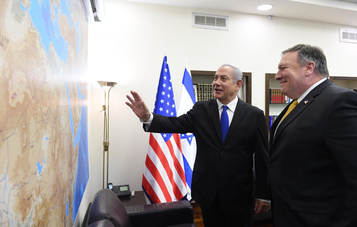 netanyahu's tweet image. I met with US Secretary of State Mike Pompeo today in Tel Aviv. We are very proud that his first overseas trip as Secretary of State includes a visit to Israel. The relationship between the United States and Israel is stronger than ever! 🇮🇱🇺🇸