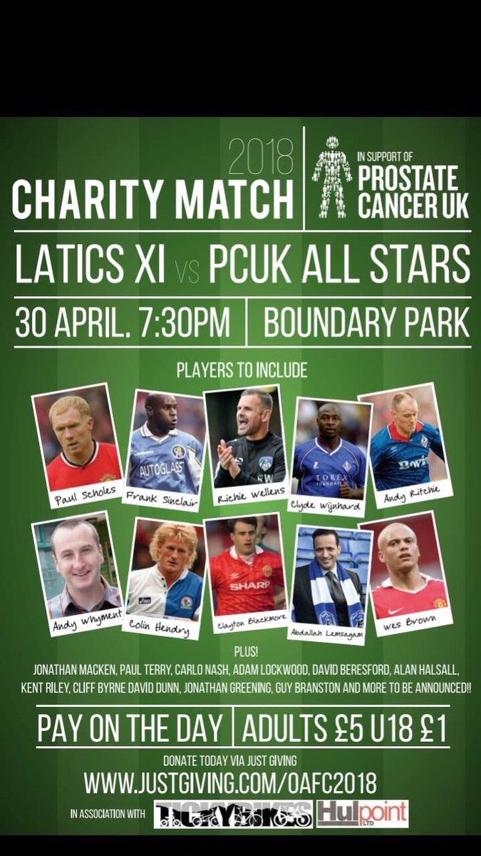 The Gates are opening around 6.45pm. <a href="/OfficialOAFC/">Oldham Athletic</a> Tomorrow night £5 adults and for £1 kids.

It would be great to have a big turn out for <a href="/ProstateUK/">Prostate Cancer UK</a> 

RT Please!