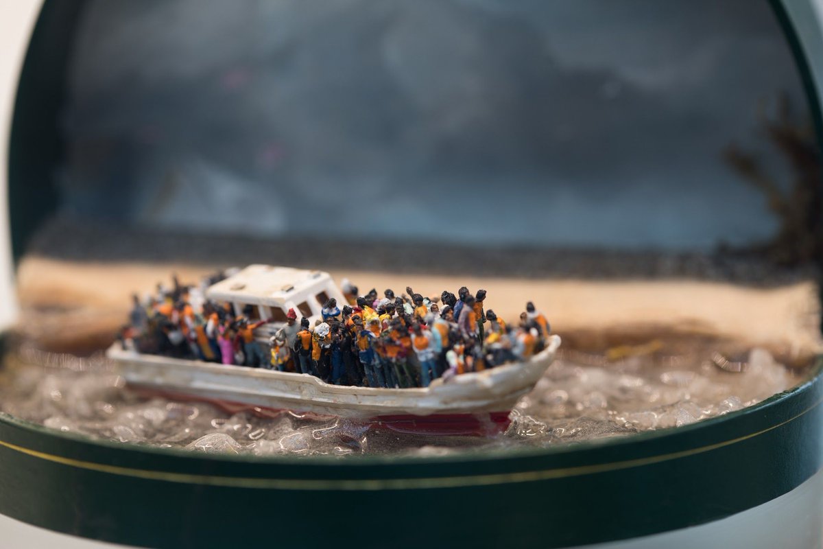 MSUBroad's tweet photo. Curtis #Talwst Santiago's Deluge VII (2016) references the legacies of migration and the transatlantic slave trade, as it reveals a boat full of refugees in a stormy sea.
Even though we are all different, we are all human.
#differenceMW #MuseumWeek #MuseumWeek2018 #refugees https://t.co/v2AqnxsWrq