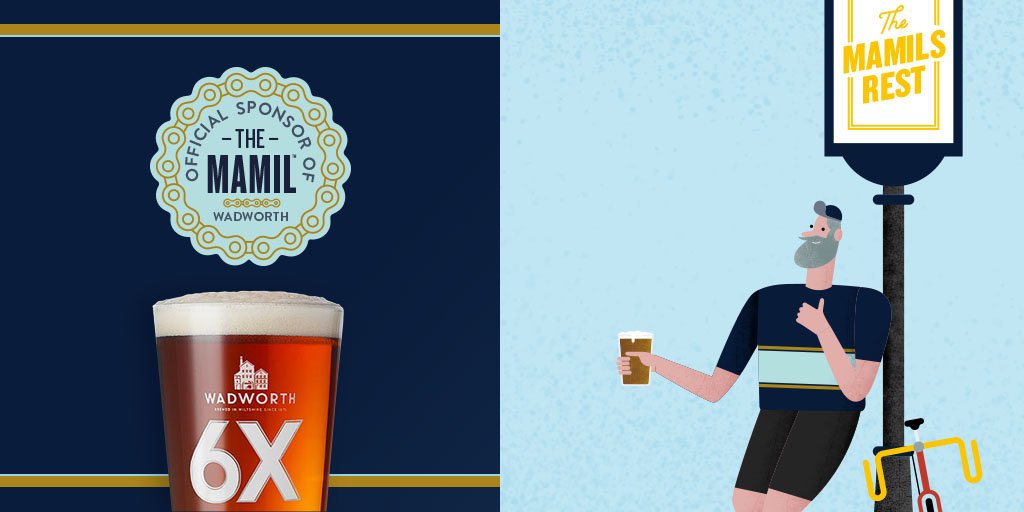 Wadworth's tweet photo. We love cycling at Wadworth, so much, we're the official sponsors of the MAMIL (Middle-Aged Man In Lycra). So, if you're a keen cyclist, then keep your eyes peeled for our cycling takeover throughout May! #6XMAMIL https://t.co/qzO4Cejhfs