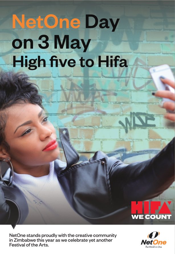 NetOneCellular's tweet photo. #HighFive to @hifa_Official. Thursday 3 May is #NetOneDay make sure you are in attendance! #Hifa #WeCount #Hifa2018 https://t.co/vfccKxLsGf