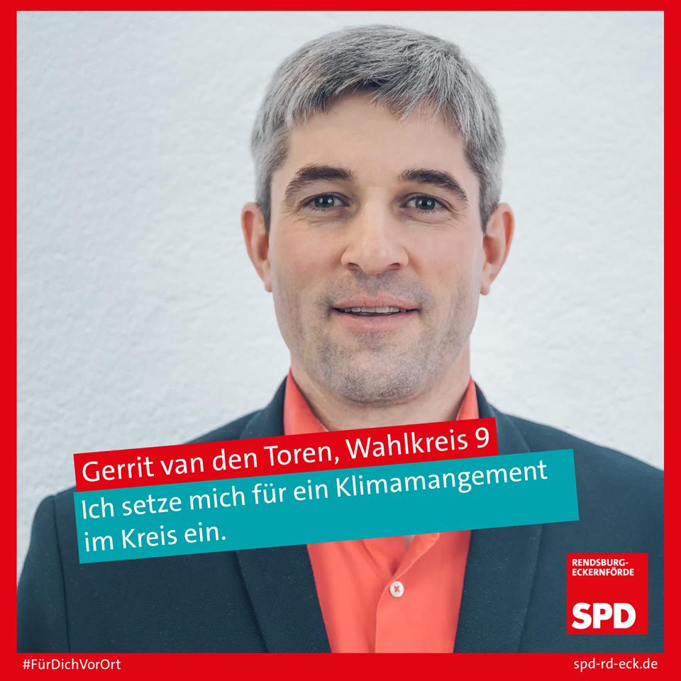 SPD_RDECK's tweet photo. Wir wollen die dauerhafte Einsetzung eines kommunalen Klimaschutzmanagements auf Kreisebene, um alle kommunalen Akteure zu beraten und ein Gesamtkonzept zu verfolgen.

Gerrit van den Toren kandidiert in Rendsburg-Mitte für den Kreistag.
#FürDichVorOrt #SPD #kwsh18 #RDECK #SPDSH https://t.co/OKpYfH0VRC