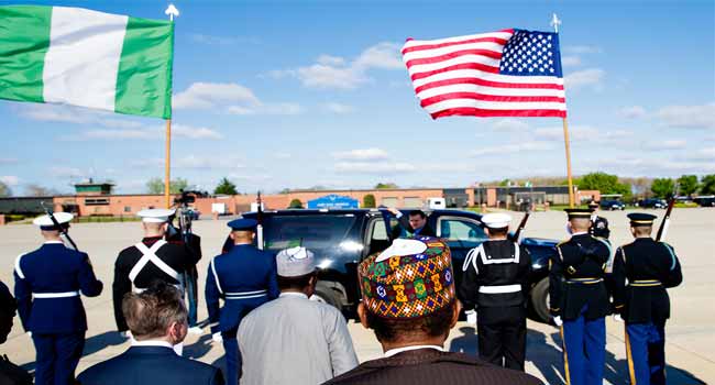 channelstv's tweet photo. Buhari Arrives Washington DC, To Hold Talks With Trump. https://t.co/L7NpwVlyfQ https://t.co/TSRGesFCcH