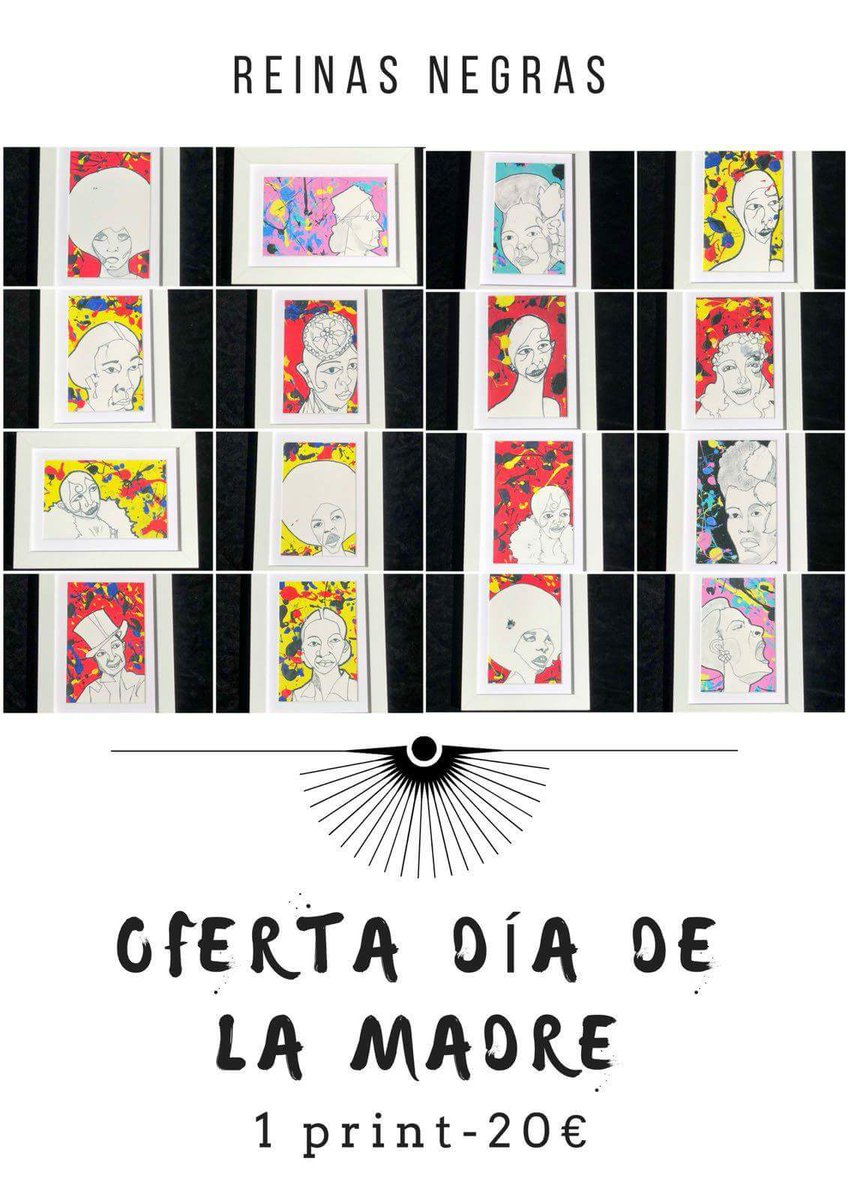 comprartecaf's tweet photo. #Oferta especial #RegalaArte en el #DiaDeLaMadre realiza regalos únicos como merece. Print de 21 x 16 cm de la serie #ReinasNegras por tan sólo 20 € marcó incluido https://t.co/ou8OprszdR