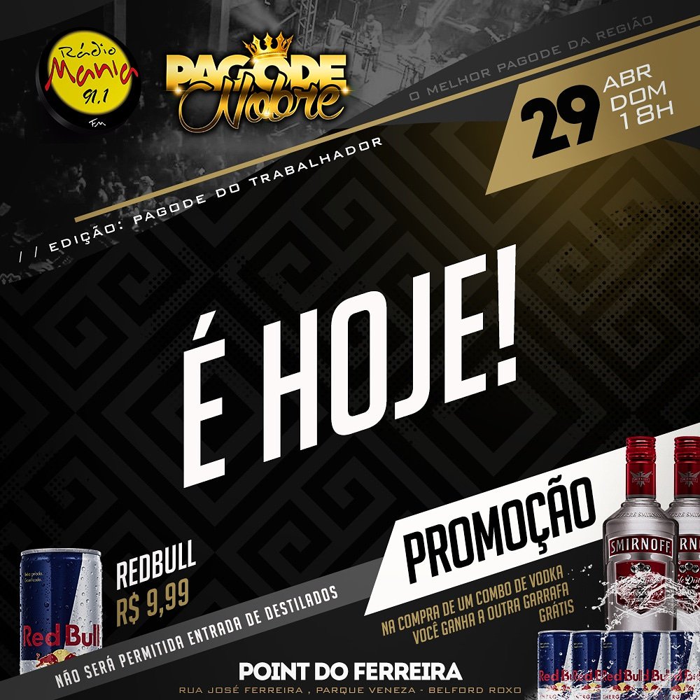 PagodeNobre's tweet photo. Hoje é Dia de ser Feliz No Melhor Pagode Da Região !!

Hoje tem promoção de Vodka e Pagode do Trabalhador !! Boraaaa !!! https://t.co/jmOJuw6zQi