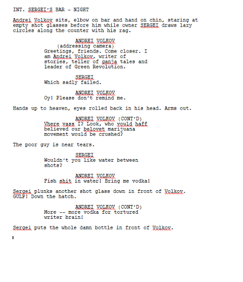 Craigr25's tweet photo. Writer Friends! Check out the last line in this scene. I wrote it for all of us. #SundayMorning @weedreport7 #screenplay @falcongrovepro @WillieNelson #theOsipenkoFile #amwriting https://t.co/zmCutLJfp5