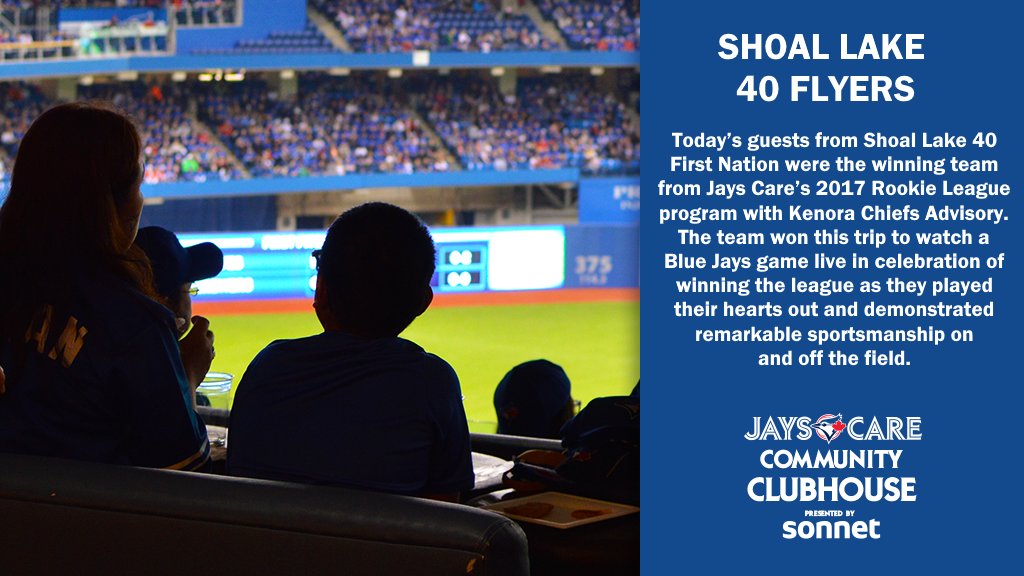 Welcome to today's game in the <a href="/JaysCare/">Jays Care Foundation</a> #CommunityClubhouse presented by <a href="/SonnetInsurance/">Sonnet Insurance</a> guests from  Shoal Lake 40 First Nation! #UnstoppableKids