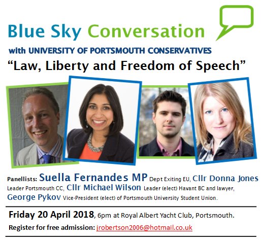 BlueSkyConvo's tweet photo. Still time to register for Friday's panel event with @SuellaBraverman @DonnaPCC and sumbit your questions. @PompeyToryParty @UPConservatives @Conservatives #ToryEvents Details below: https://t.co/EvOYHhSsga