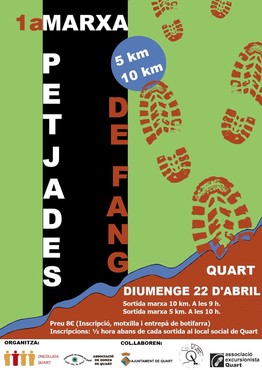 CursesRunning's tweet image. 1a Marxa Petjades de Quart
📍Quart (Girona)
🏃‍♂️5k + 10k
🗓 22 d’abril
⏰ 9 h.
@AjQuart 
#run #running #cursa #quart #girona #marxa #girones #petjadesquart #race #correr #cursesrunning #sport #esport #esportcat