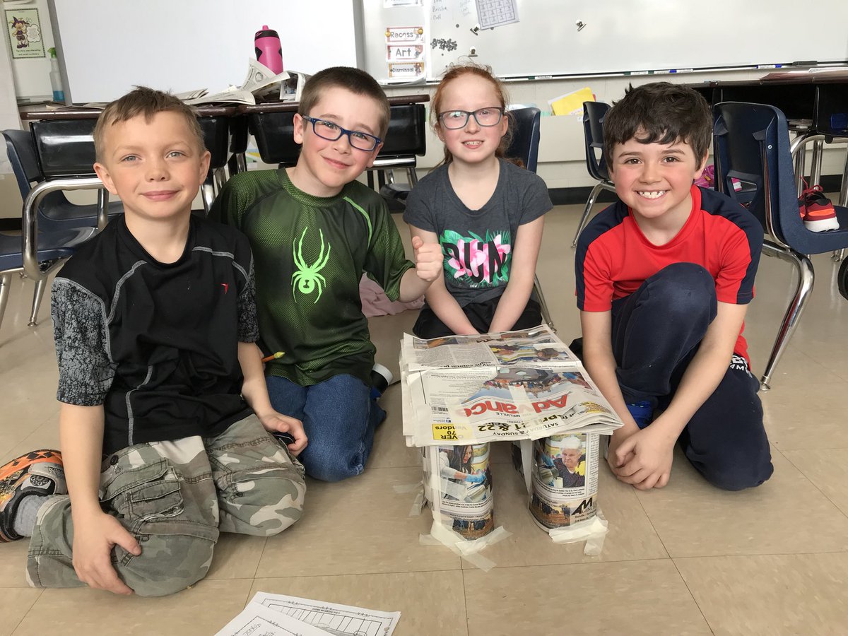 _NancyMain's tweet photo. Another successful challenge by the 2/3 class. Newspaper and tape platform. @MillerSchoolSK #STEM https://t.co/emZhWCFUU0